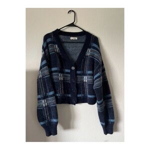 La Hearts Blue Cardigan Sweater V-Neck Cropped